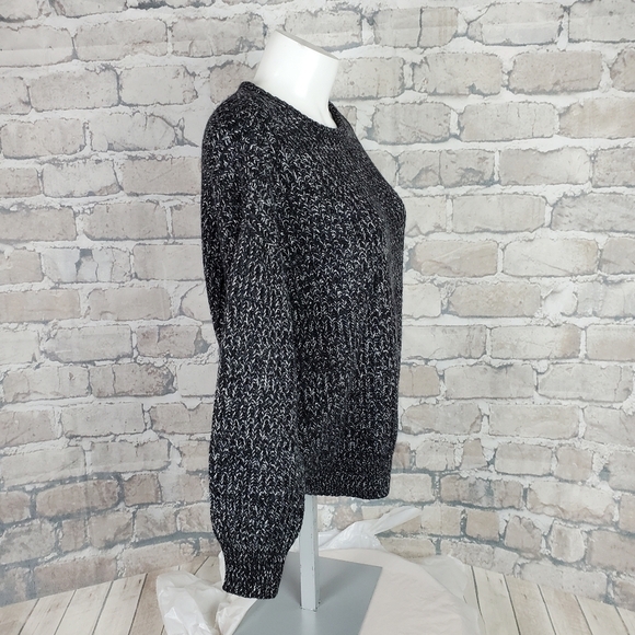 Aritzia TNA Crewneck Black White Marled Wool Angora Cashmere Sweater  Small - Picture 6 of 10
